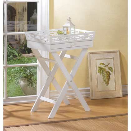 White Distressed Tray Table